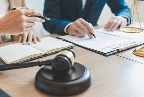 lawyer in courtroom